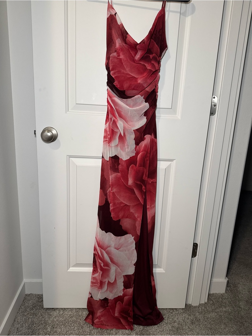 Windsor Burgundy and Blush Floral Maxi Slip Dress